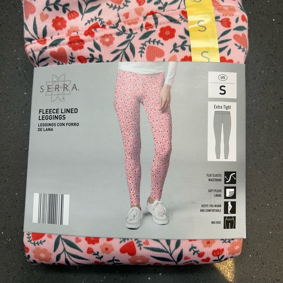 Serra Pink Floral Fleece Lined Leggings, size S and M - Picture 2 of 7